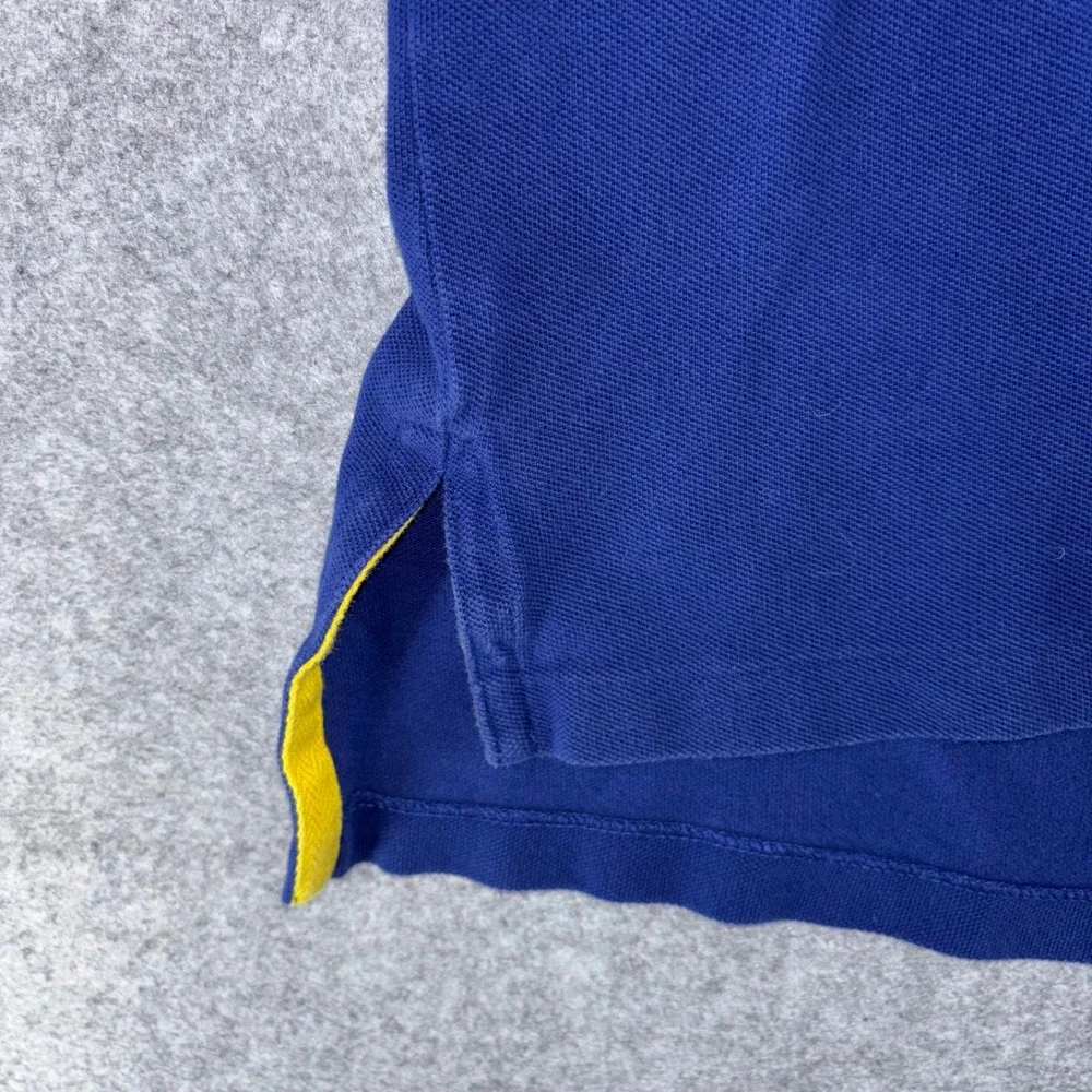 VTG Polo Ralph Lauren Mens 3XB Big Blue Yellow Crest Logo Short Sleeve Shirt Y2K